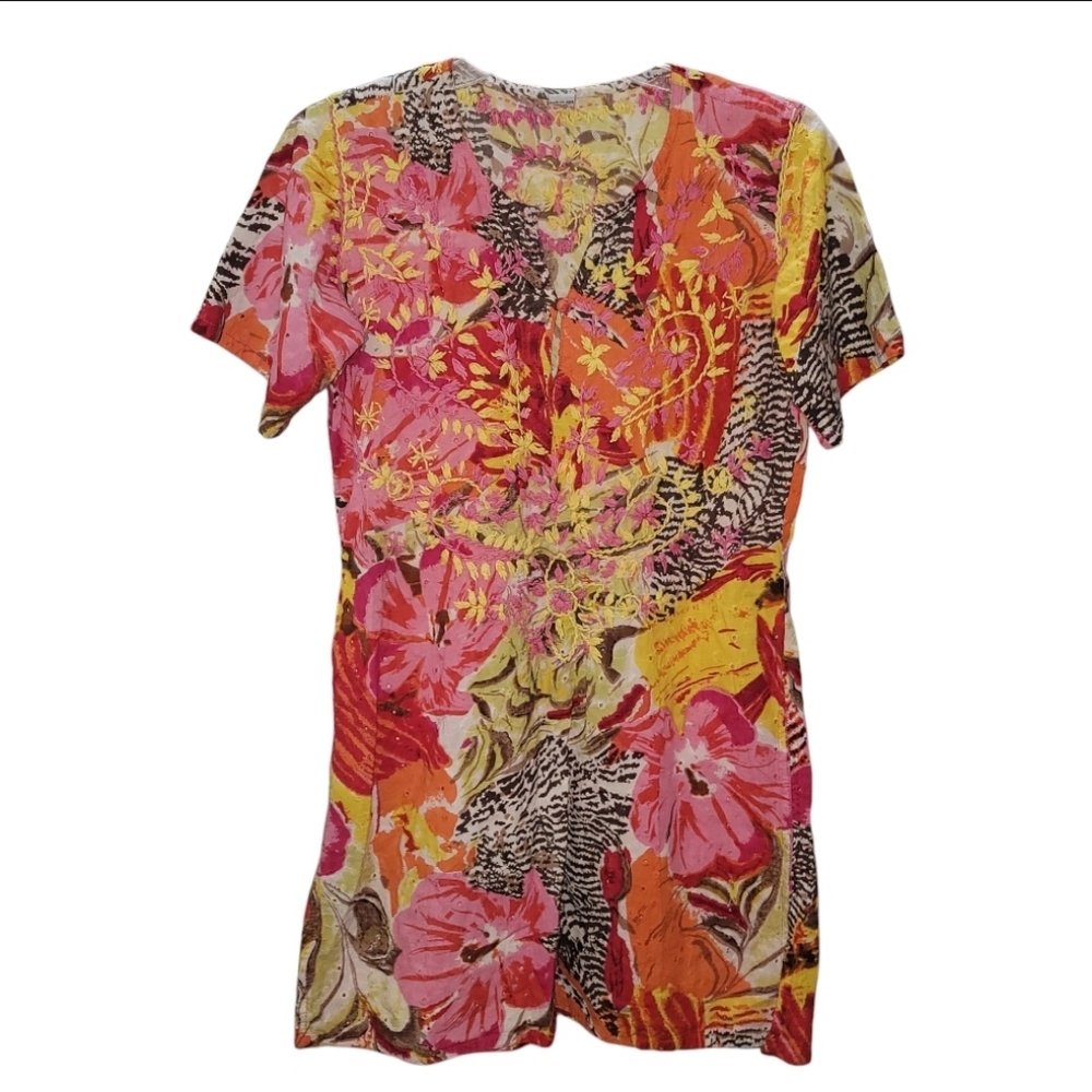EUCRaj Swim Suit Cover Up Cotton Embroidered Floral Tunic Resort Cruise Vacation